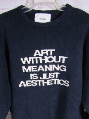 Eme Studio~Wearable Art/Aesthetics Dark Blue Cotton Knit Sweater~Size S